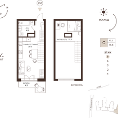 Квартира 45,6 м², 1-комнатные - изображение 2