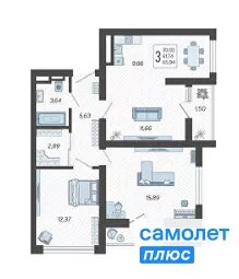 56 м², 2-комнатная квартира 18 000 000 ₽ - изображение 46