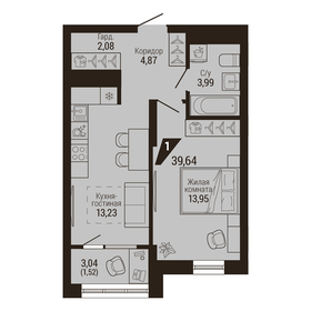 Квартира 39,6 м², 1-комнатная - изображение 2