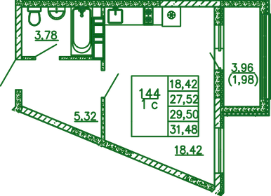 Квартира 29,5 м², студия - изображение 1
