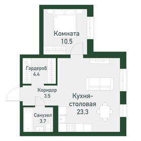 Квартира 45,4 м², 1-комнатная - изображение 1