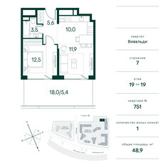 Квартира 48,9 м², 1-комнатная - изображение 2
