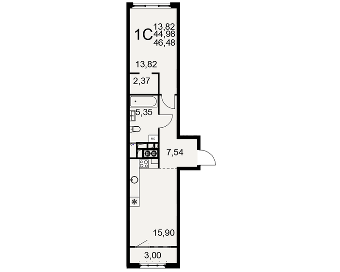46,8 м², 1-комнатная квартира 8 895 800 ₽ - изображение 11