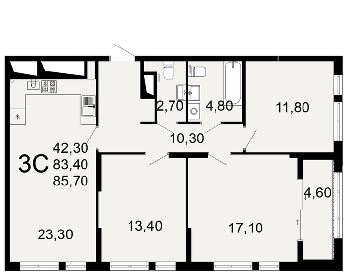 86 м², 3-комнатная квартира 8 810 900 ₽ - изображение 18