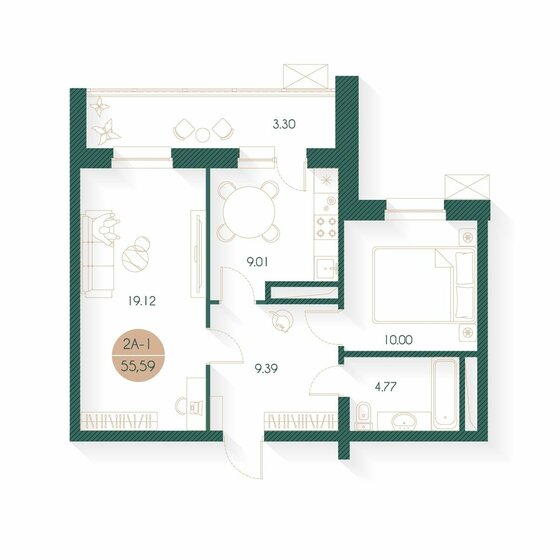 69,7 м², 2-комнатная квартира 12 399 000 ₽ - изображение 79