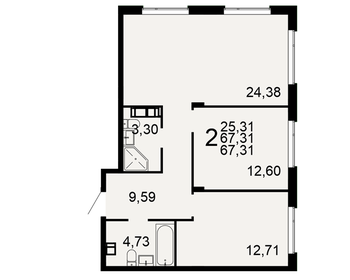 Квартира 67,3 м², 2-комнатная - изображение 1