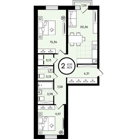 Квартира 68,8 м², 2-комнатная - изображение 1