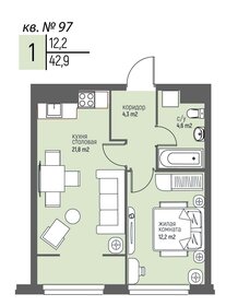 Квартира 42,9 м², 1-комнатная - изображение 1
