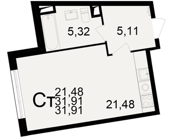 Квартира 31,9 м², студия - изображение 1