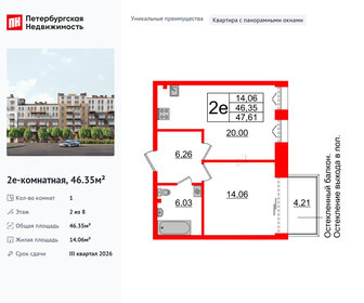 Квартира 46,4 м², 1-комнатная - изображение 1
