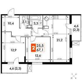 Квартира 67,2 м², 2-комнатная - изображение 1