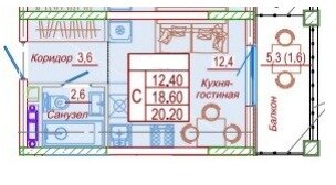 Квартира 20,2 м², студия - изображение 1