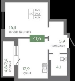 Квартира 41,6 м², 1-комнатная - изображение 1