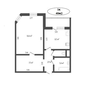 Квартира 40 м², 1-комнатная - изображение 3