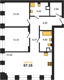 Квартира 67 м², 2-комнатная - изображение 1