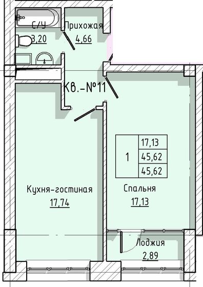 44,5 м², 1-комнатная квартира 3 782 500 ₽ - изображение 25