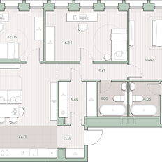 Квартира 97,3 м², 3-комнатная - изображение 2
