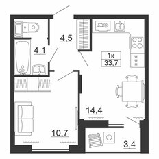 Квартира 33,7 м², 1-комнатная - изображение 5