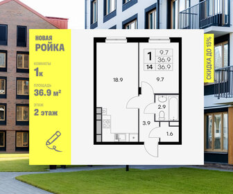 Квартира 36,9 м², 1-комнатная - изображение 1