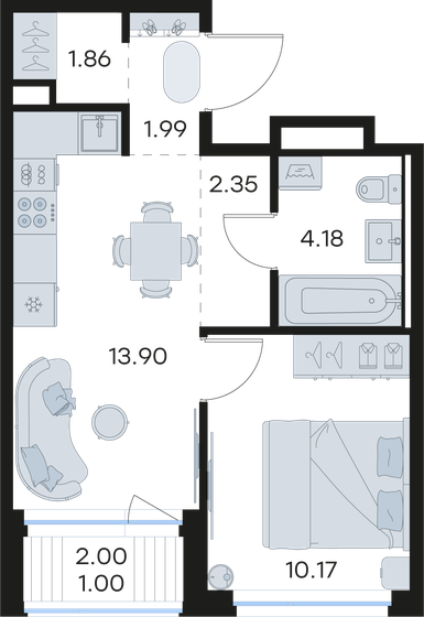 37,1 м², 1-комнатная квартира 6 150 000 ₽ - изображение 78