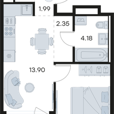 Квартира 35,5 м², 1-комнатная - изображение 2