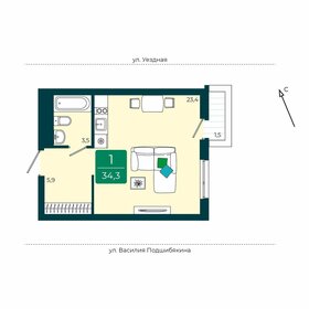 Квартира 34,3 м², студия - изображение 1