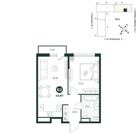 Квартира 45,9 м², 2-комнатная - изображение 1
