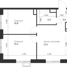 Квартира 50,9 м², 2-комнатная - изображение 2