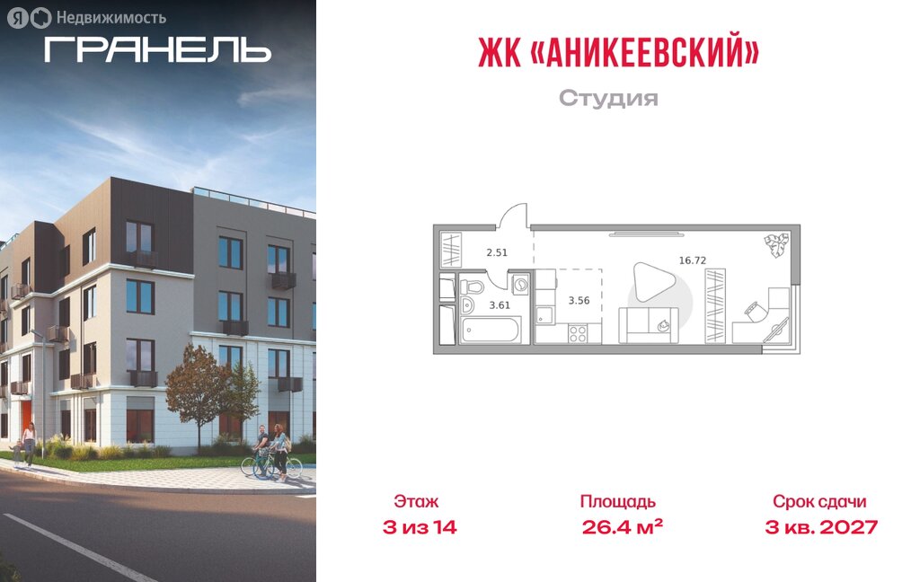 Варианты планировок ЖК «Гранель Аникеевский» - планировка 10