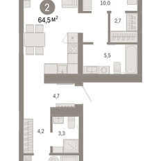 Квартира 64,5 м², 2-комнатная - изображение 3