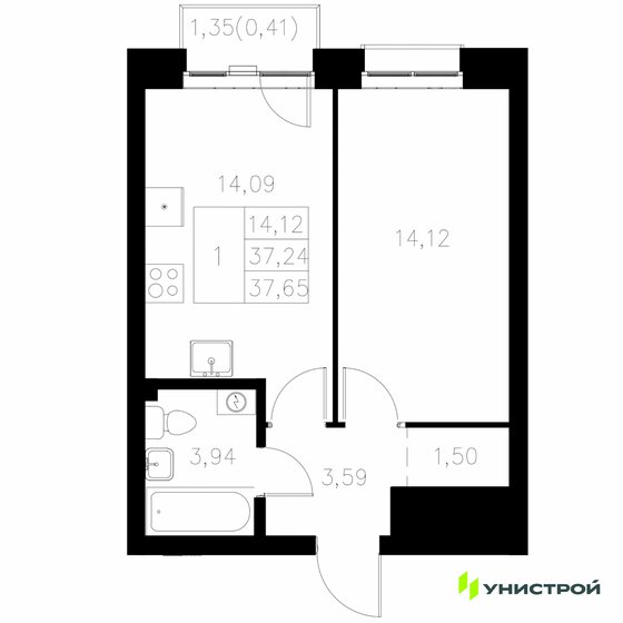 37,9 м², 1-комнатная квартира 12 500 000 ₽ - изображение 41