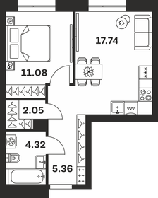 Квартира 40,6 м², 1-комнатная - изображение 1