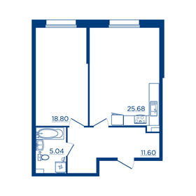 Квартира 61,1 м², 1-комнатная - изображение 1