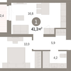 Квартира 41,3 м², 1-комнатная - изображение 3