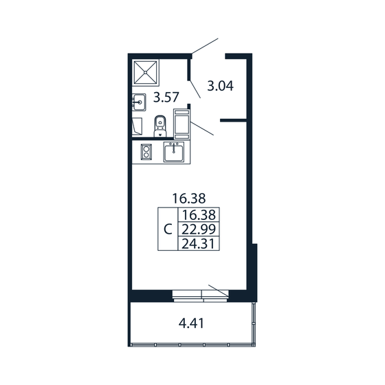 23 м², квартира-студия 5 148 888 ₽ - изображение 53