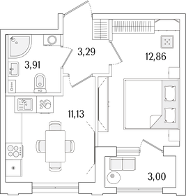 Квартира 32,7 м², 1-комнатная - изображение 1