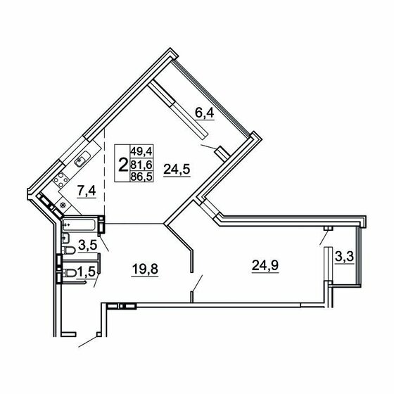 87,6 м², 2-комнатная квартира 16 206 000 ₽ - изображение 21