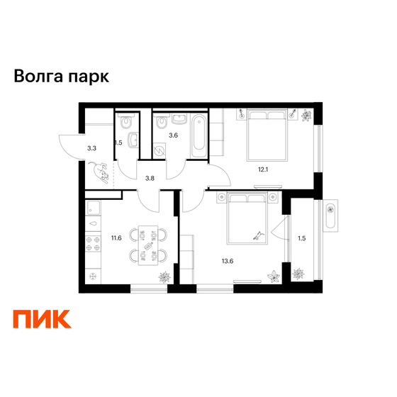 63,1 м², 2-комнатная квартира 9 206 290 ₽ - изображение 29