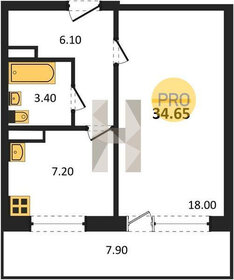 Квартира 38,5 м², 1-комнатная - изображение 1