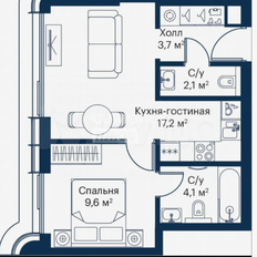 Квартира 37,1 м², 1-комнатная - изображение 2