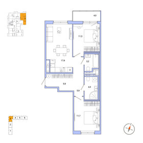 Квартира 61,1 м², 2-комнатная - изображение 1