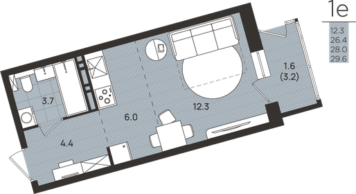 Квартира 28 м², студия - изображение 1