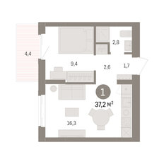 Квартира 37,2 м², 1-комнатная - изображение 2