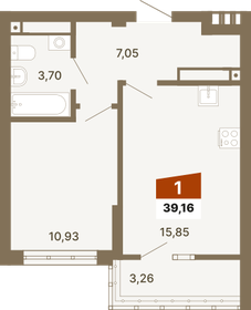 Квартира 39,2 м², 1-комнатная - изображение 1