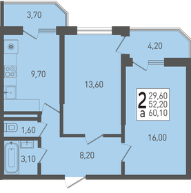 Квартира 60,1 м², 2-комнатная - изображение 1