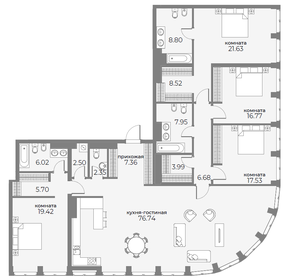 Квартира 216,5 м², 5-комнатные - изображение 1