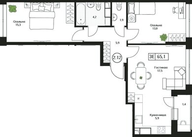 Квартира 65,1 м², 3-комнатная - изображение 1