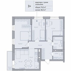 Квартира 76,8 м², 3-комнатная - изображение 1