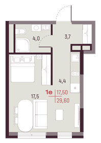 Квартира 29,6 м², 1-комнатная - изображение 1