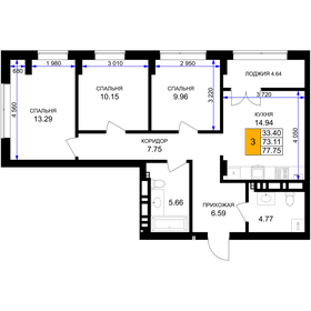 Квартира 77,8 м², 3-комнатная - изображение 1